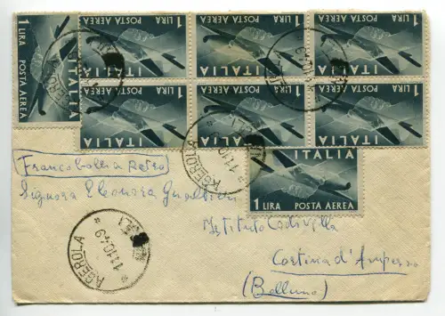 Luftpost Lire 1 zwanzig Exemplare auf Umschlag von Agerola