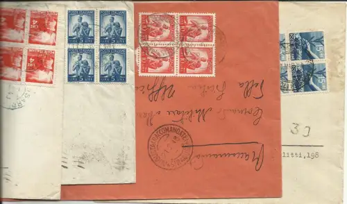 Demokratisch - Vier frankierte Umschläge mit Viertelwerten