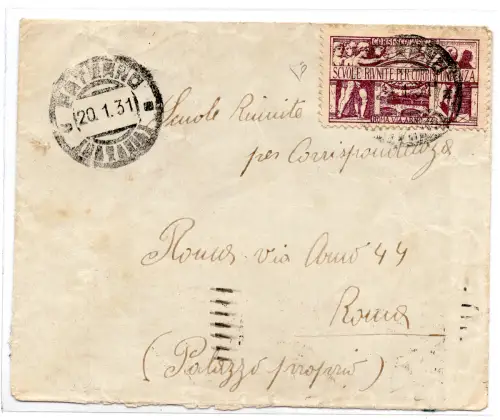 Versammelte Briefschulen – Gebrauchte Marke für die Post