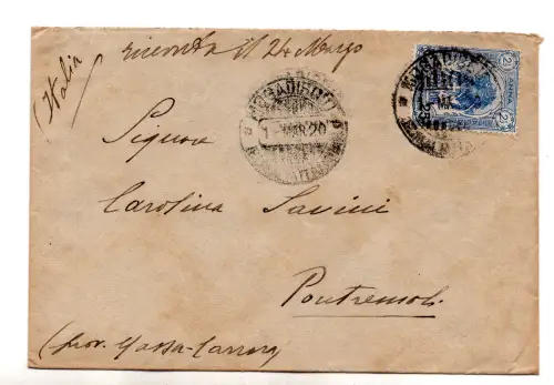 Somalia It.-Provisorische Löwen Cent.25 auf 2,1/2 isoliertem Umschlag Mogadischu