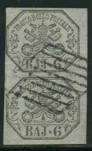 6 Baj grüngrau Nr. 7 Vertikalpaar gut marginiert