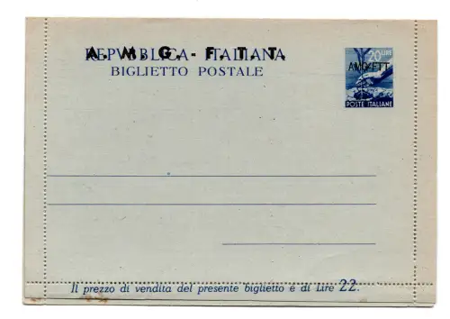 TriesteA - B.P.Lire20 Democratica n.B3 Aufdruck groß-neu