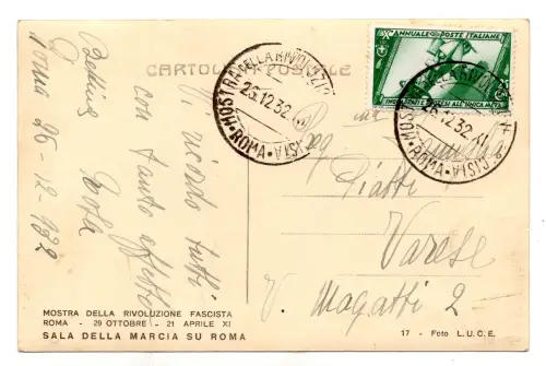 X. Marsch auf Rom Cent. 25 Blocks auf Postkarte