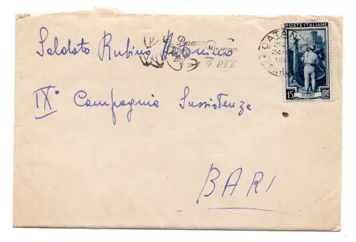 Arbeit Lire 15 isoliert auf Umschlag aus Catania