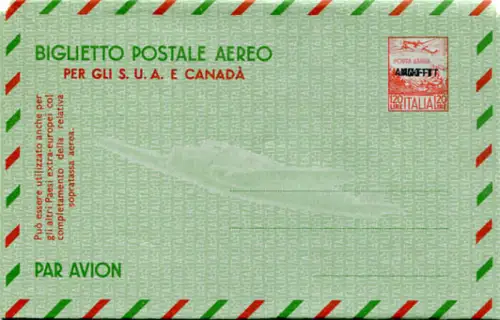 Triest A - Flugpostkarte Lire 120 Doppelaufdruck