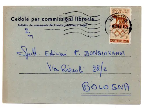 Olympische Spiele Rom Lire 5 isoliert auf Buchkommissionsgutschein