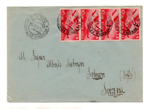 Demokratische Luftpost 10 Lire Umschlag für die Schweiz