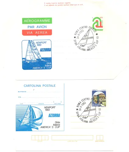 Azzurra 1983 - America's Cup Vela - Aerogramm und Postkarte