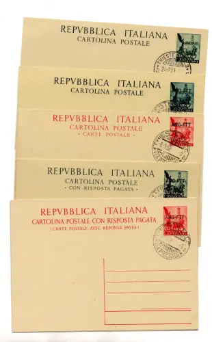 TriesteA -C.P. Lire 20e35 Quadriga Nr. C16/C19 annulliert I.Ausgabetag