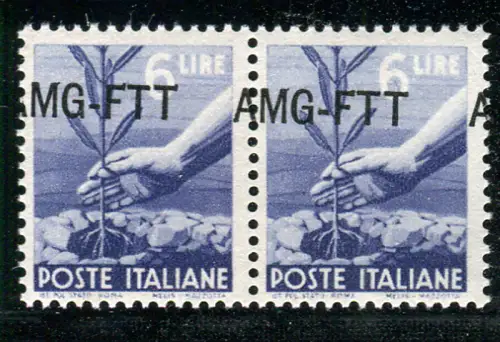 Triest A - Democratica Lire 6 Sorten verschobener Aufdruck