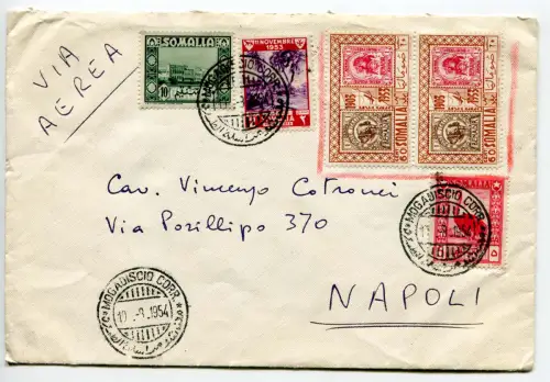 Somalia Afis - Luftpost Lebbrosari 2 sh. auf Umschlag nach Neapel