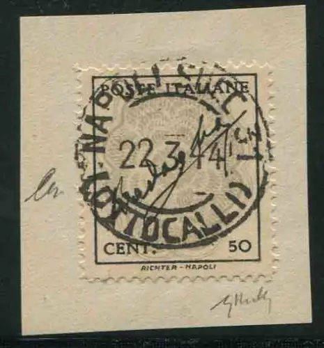 Signatur Badoglio Cent. 50 schwarz-grau ohne Wasserzeichen auf kleinem Ausschnitt