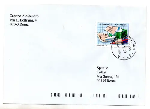 2003 Tag der Philatelie isoliert auf Umschlag aus Rom