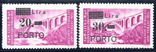 Slowenische Küste Istriens - Steuermarken mit schmalem Buchstaben P und quadratischem Punkt