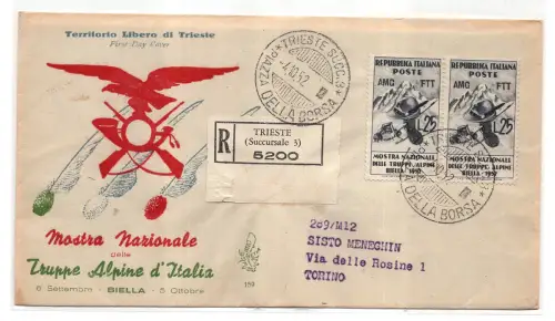 Triest A - Alpine Truppen Paar auf FDC Venedig Racc.
