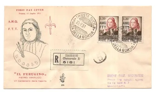 Perugino Paar auf FDC Venedig Racc.