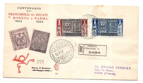 Triest A - Modena und Parma auf FDC Venedig Racc.