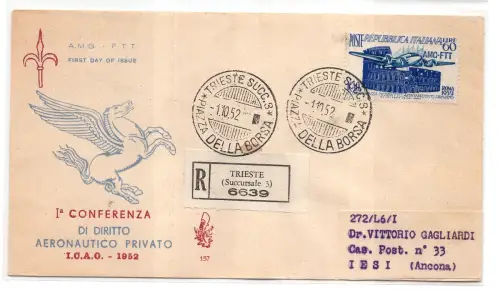 Triest A - ICAO auf FDC Venedig Racc.