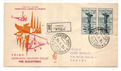 Triest A - Hubschrauberpaar auf FDC Venedig Racc.