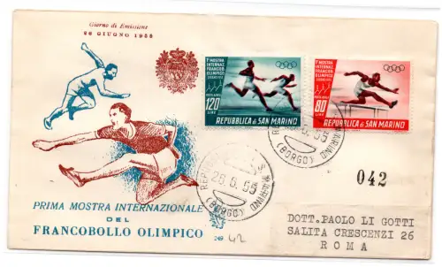 1955 Ausstellung frankiert. olympisch auf FDC Venetia nach Rom