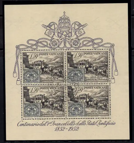 Hundertjahrfeier Päpstlicher Briefmarken - Bogen Nr. 1 Stempel FDC