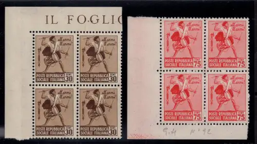 Zerstörte Denkmäler Cent. 30 und Cent. 75 n. 498a, 499b - MNH