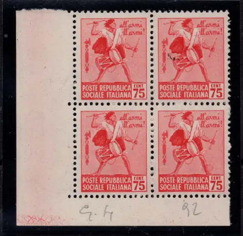 Zerstörte Denkmäler Cent. 75 n. 499b Quartina - MNH