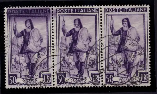 Arbeit Lire 50 Nr. 647 Dreierstreifen mit auffälligem Farbband