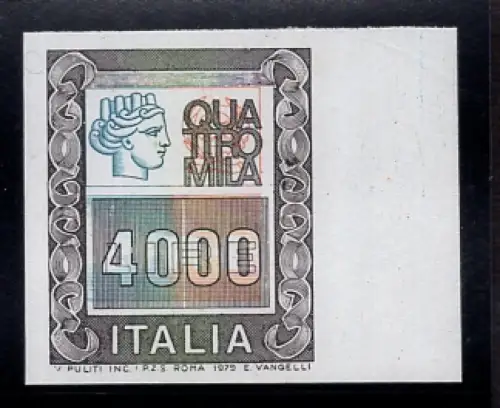 Hohe Werte Lire 4.000 Nr. 1441a ungezähnt - MNH