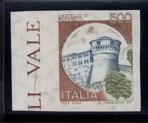 Castelli Lire 500 Nr. 1522e ungezähnt - MNH