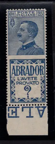 Werbung Cent. 25 Schlepper Nr. 4 zentriert - postfrisch