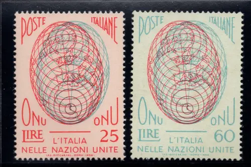 O.N.U. n. 806/807 dritte Auflage Dünnpapier Rohgummi - MNH