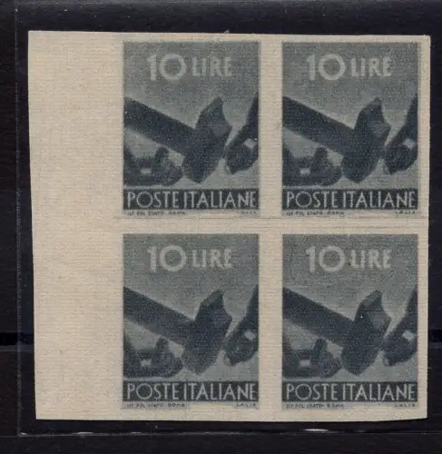 Democratica Lire 10 Nr. F 558a Viertel ungezähnt - MNH