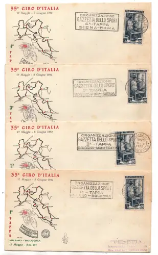Radsport 35. Giro d'Italia, die 20 Annullierungsumschläge für die verschiedenen Etappen