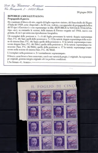 Kriegspropaganda Cent. 50 lila Florenz Aufdrucke - Unikat