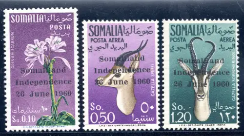 Unabhängiges Somalia - Aufdrucke Somaliland Unabhängigkeit 26 June 1960