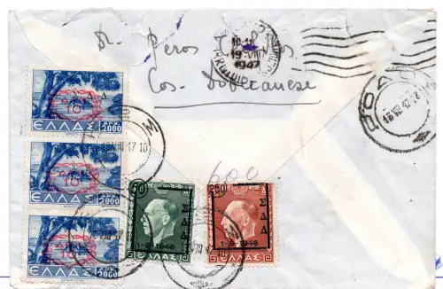 ÄGÄIS - Dodekanes Amm. Milit. Griechisch - 10 d. von 2.000 + Ergänzungen auf Umschlag