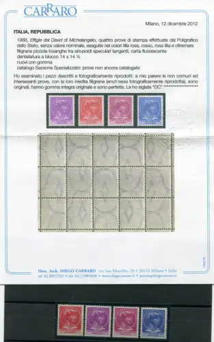 Michelangelos Davidkopf - Serie filigrane Sinus- und Rautenpapier