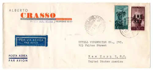 Luftpost Lire 100 Kapitol + Ergänzung auf Luftumschlag