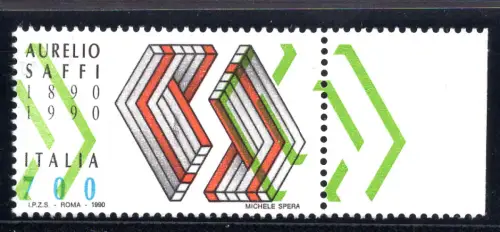 Aurelio Saffi Lire 700 Sorte Gründruck nach rechts verschoben