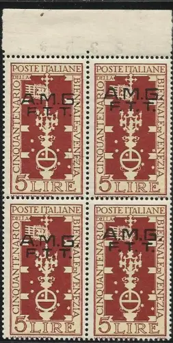 AMG FTT - Biennale di Venezia Lire 5 mit stark falsch ausgerichtetem Aufdruck