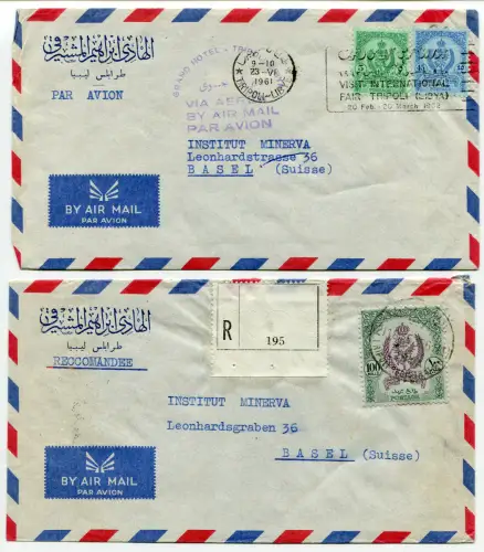 Libyen Vereinigtes Königreich - Zwei Aerogramme für die Schweiz