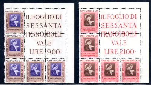 S. Maria Goretti die Serie im Eckblock - MNH