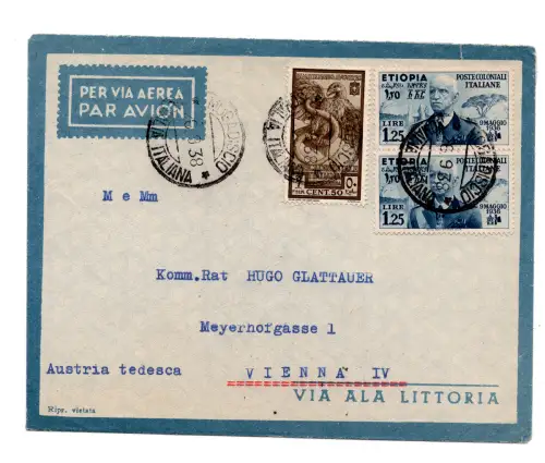 Äthiopien - Vitt. Emanuele III. Lire 1,25 Paar auf Umschlag