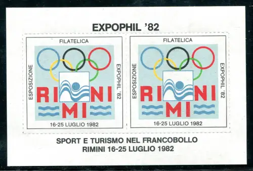 Sport und Tourismus in der Briefmarke - Rimini 1982