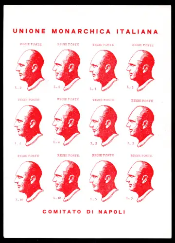 Italienische Monarchische Union - ungezähntes Blatt