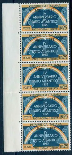 Triest - Atlantikpakt Lire 25 filigran ND + Buchstaben 8/10