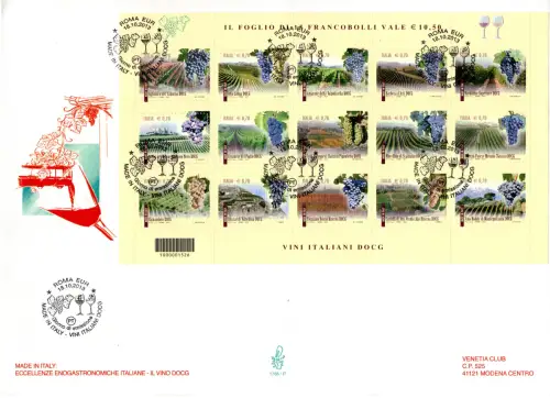 Vini d'Italia DOCG 2013 Bogen Nr. 91 auf Umschlag FDC Venetia