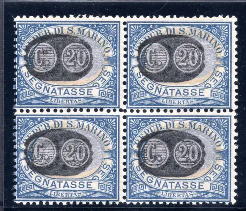 Segnatasse Cent. 20 von 5 Sorten Nr. 35a Quartina - MNH