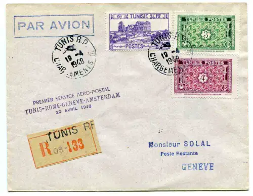 1. KLM Flug Tunis/Rom vom 20.4.48